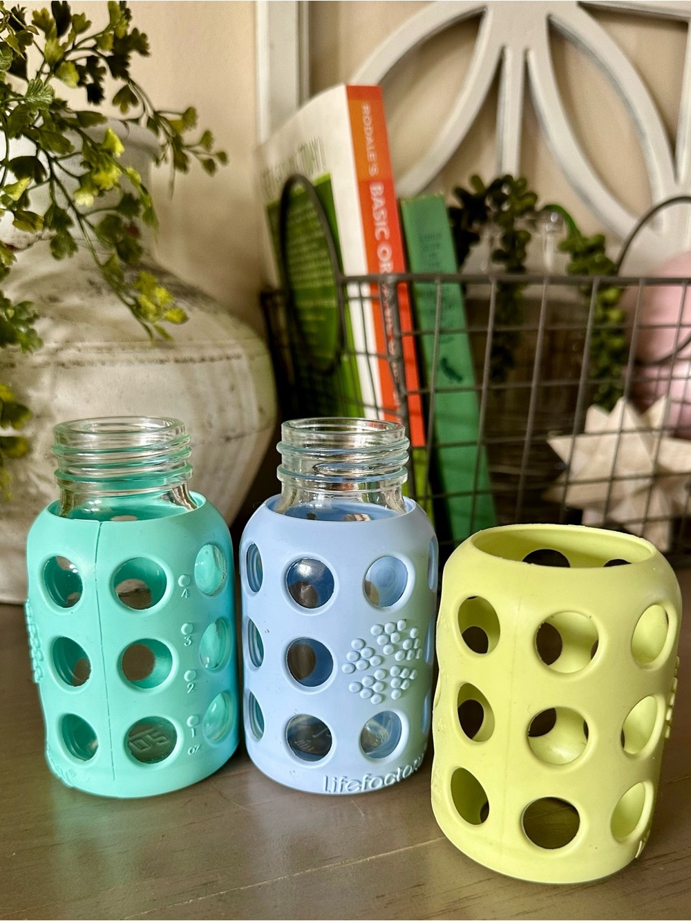 (2) Life Factory Glass Feeding Bottles With (3) Silicone Sleeves